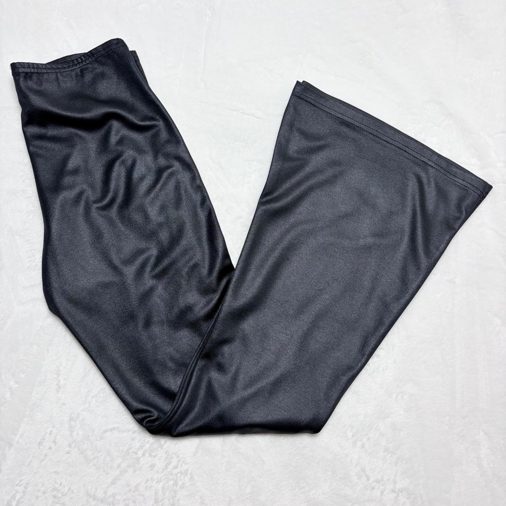 VTG XS M Collection Black Liquid Satin Look Flare Pants Canada Y2K Whimsygoth‎
